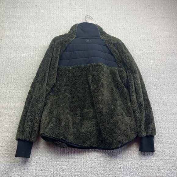Lole Women's M Half-Zip Cozy Monkey / Sherpa Fleece Pullover Dark Green Camp - Picture 12 of 15